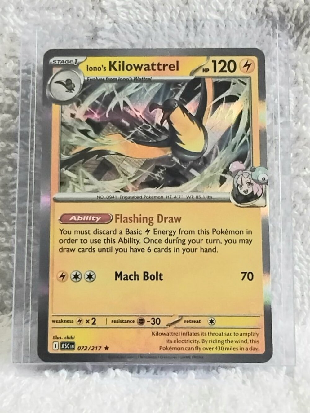 Mint 2026 Pokemon Iono's Kilowattrel Rare ☆ Holo Card 072/217!!